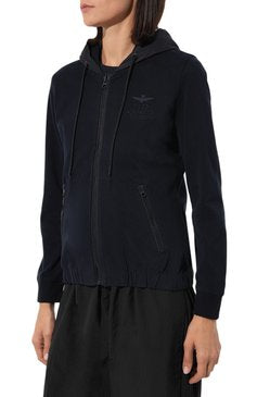 Woman-Full-zip hoodie with nylon details