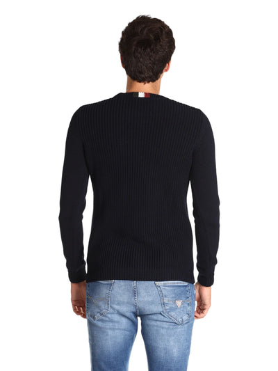 Crew-neck sweater in fisherman's rib