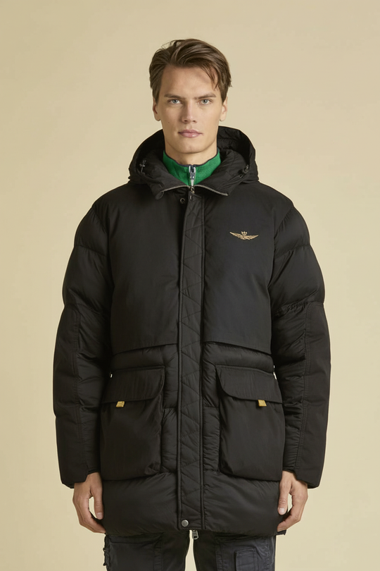 Padded ripstop parka with hood