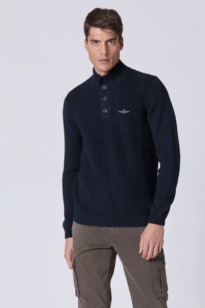 Ribbed cotton button-up sweate