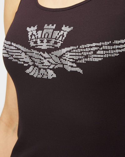 Stretch cotton tank top with eagle