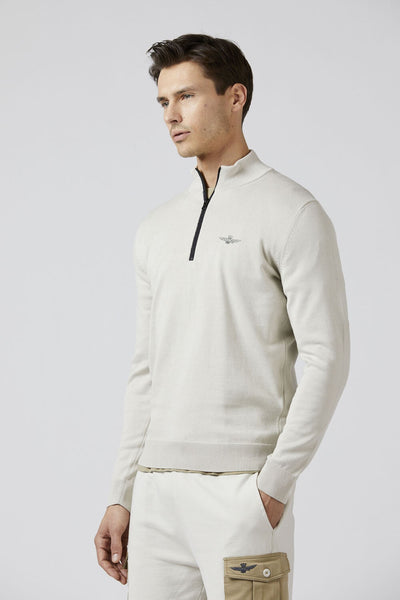 Half-zip cotton sweater