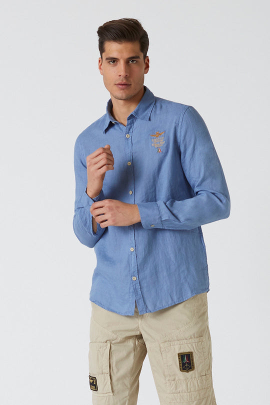 Long-sleeved linen shirt