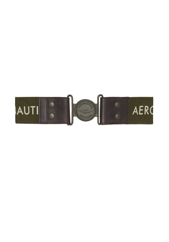 Elastic belt with contrasting logo