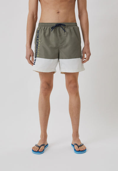 Swimming trunks with vertical logo