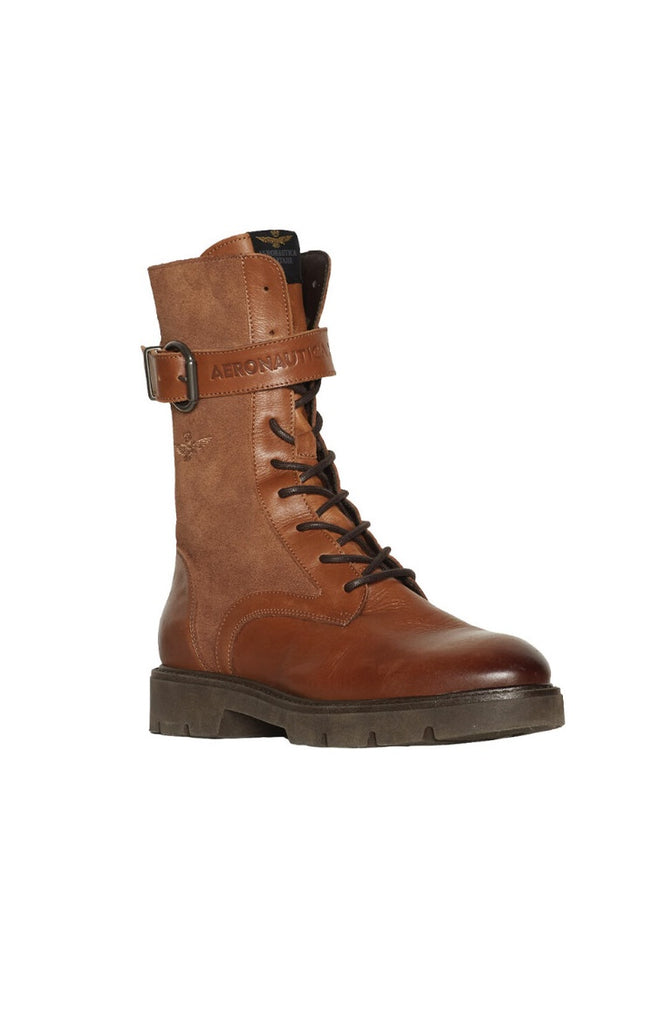 Women's leather lace-up combat boots